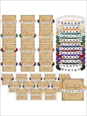 Christian Bracelet Set 24 Clay Wrap Bracelets with Bible Cards